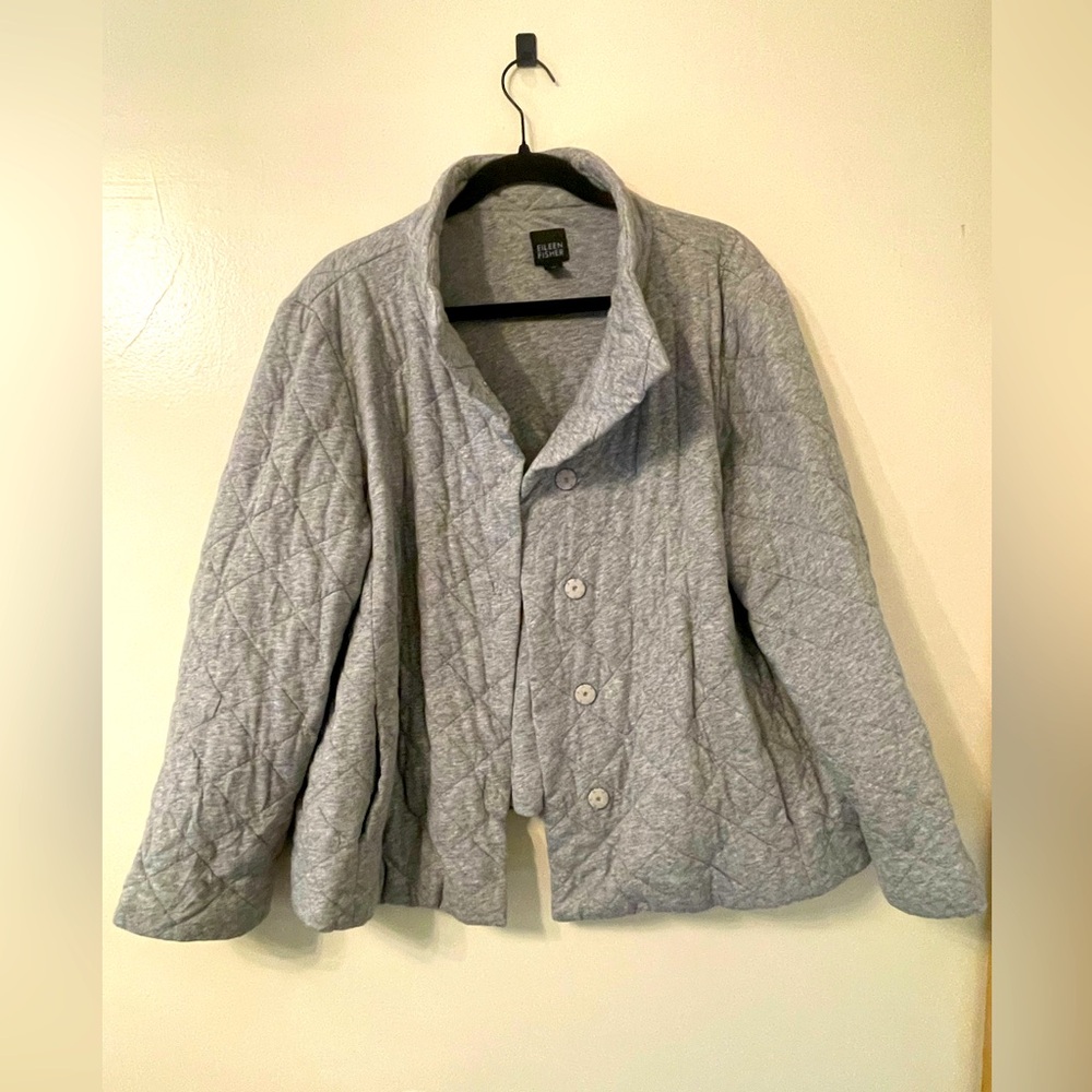 EILEEN FISHER Quilted Cowl Neck Cropped Jacket